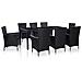 Set da Pranzo da Giardino 9 pz in Polyrattan Nero - Foto miniatura 1