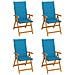 Sedie da Giardino 4 pz con Cuscini Blu Massello di Teak - Foto miniatura 1