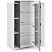 Vetrina Kevin, Credenza Con Tre Ante, Mobile Da Soggiorno Multiuso, 100% Made In Italy, Cm 80x38h121, Bianco Lucido E Ardesia - Foto miniatura 4