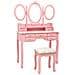 Lusso Casadino -  Tavolo Da Trucco Con Sgabello E Specchio Pieghevole In 3 Rosa - Foto miniatura 2