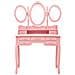 Lusso Casadino -  Tavolo Da Trucco Con Sgabello E Specchio Pieghevole In 3 Rosa - Foto miniatura 3