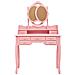 Lusso Casadino -  Tavolo Da Trucco Con Sgabello E Specchio Pieghevole In 3 Rosa - Foto miniatura 4
