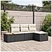 Set Divano da Giardino a 4 Pezzi con Cuscini Nero in Polyrattan - Foto miniatura 2
