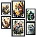 Set Di 6 Stampe Illustrazioni Di Gatti Di Animali In Paesaggi Naturali, Design D'interni Realistico In Stile Acquerello A3 & A4 Senza Cornice - Foto miniatura 1