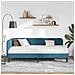 Cornice del letto ad angolo Blu 100 x 200 cm Velluto - Foto miniatura 4