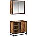 Set di mobili per il bagno con lo scaffale 2 pcs Legno vecchio - Foto miniatura 1