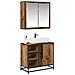 Set di mobili per il bagno con lo scaffale 2 pcs Legno vecchio - Foto miniatura 3