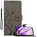 Custodia Compatibile Con Sony Xperia 5 Iii In Grigio Fiore - Coperchio Protettivo In Design Floreale Con Chiusura Magnetica, Funzione Stand E Slot Per Carte - Foto miniatura 1