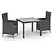 Set da Pranzo per Esterni 3 pz con Cuscini in Polyrattan Grigio - Foto miniatura 1