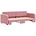 Divano Letto Con Letto Estraibile Rosa 80x200 Cm In Velluto - Foto miniatura 3