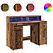 Scrivania con Luci LED Legno Antico 120x55x91 cm in Multistrato - Foto miniatura 1