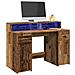 Scrivania con Luci LED Legno Antico 120x55x91 cm in Multistrato - Foto miniatura 2