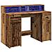 Scrivania con Luci LED Legno Antico 120x55x91 cm in Multistrato - Foto miniatura 3