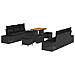 Set di divani da giardino con cuscini 9 pezzi in rattan poly nero acacia, Divano da giardino 2 posti con cuscini in rattan poly nero, Set da giardino 3 pezzi con cuscini in rattan poly nero acacia - Foto miniatura 1