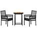 Set Bistro da Giardino in 3 Pezzi con Cuscini - Rattan Nero - Foto miniatura 7