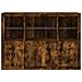 Credenze con Luci LED 3 pz Rovere Fumo in Legno Multistrato - Foto miniatura 6