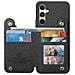 Custodia Nera In Pelle Pu Con Porta Carte E Cinturino Elastico Compatibile Con Samsung S24 Ultra - Foto miniatura 7