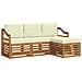 Set divani 4 pcs Naturale e Crema Legno di Acacia Massello - Foto miniatura 1