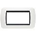 1 Placca Muro 4 Posti Moduli Bianco Lucido Compatibile Tipo Bticino Living - Foto miniatura 1