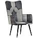 Poltrona Wingback Grigia In Vera Pelle - Foto miniatura 7