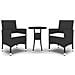 Set Da Pranzo Per Giardino 3 Pz In Polyrattan Nero - Foto miniatura 2