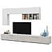 Parete Attrezzata Adelfa, Mobile Da Soggiorno Porta Tv, Composizione Per Salotto Con Pensile, 260x42h32 Cm, Cemento E Bianco - Foto miniatura 4