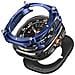 Custodia Protettiva In Metallo Cyber Compatibile Con Samsung Galaxy Watch7 Ultra - Design Intagliato E Resistente In Zinco E Pc Blue - Foto miniatura 3