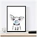 Set Di 6 Stampe Animali Bambini Con Gomma Da Masticare Maiale Elefante Coniglio Mucca Zorro Cane A4 Cornice Nera - Foto miniatura 6