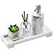 Vassoio Angolare In Silicone Per Bagno 25.5x10.5x2.5cm - Portaoggetti Effetto Marmo White - Foto miniatura 1