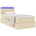Letto con contenitore e LED con led Crema 90 x 200 cm Tessuto - Foto miniatura 3