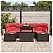 Set Divano da Giardino 7 pz 6-Numero di posti Marrone e Rosso - Foto miniatura 6