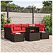 Set Divano da Giardino 7 pz 6-Numero di posti Marrone e Rosso - Foto miniatura 8