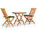 Set Da Bistrot 3 Pz Con Cuscini Verdi In Legno Massello Di Teak - Foto miniatura 1