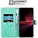 Custodia Compatibile Con Sony Xperia 1 Iii In Turchese Fiore - Coperchio Protettivo In Design Floreale Con Chiusura Magnetica, Funzione Stand E Slot Per Carte - Foto miniatura 3