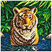 Quadro Fai Da Te Con Diamanti - Tigre - 30 X 30 Cm - Foto miniatura 1