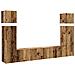 Set Mobile Tv 8 Pz Montato A Parete Legno Antico In Truciolato - Foto miniatura 2