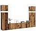 Set Mobile Tv 8 Pz Montato A Parete Legno Antico In Truciolato - Foto miniatura 1