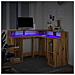 Scrivania a Luci LED Rovere Artigianale 140x55x91 cm Truciolato - Foto miniatura 5