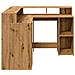 Scrivania a Luci LED Rovere Artigianale 140x55x91 cm Truciolato - Foto miniatura 7