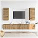 Set Mobile TV 4 pz Montato a Parete Rovere in Legno Multistrato - Foto miniatura 3