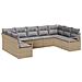 Set di Divano da Giardino  9 Pezzi con Cuscini Beige Rattan Poliestere, Divano da Giardino con Cuscini  per Due Persone Beige Rattan Poliestere - Foto miniatura 1
