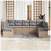 Set di Divano da Giardino  9 Pezzi con Cuscini Beige Rattan Poliestere, Divano da Giardino con Cuscini  per Due Persone Beige Rattan Poliestere - Foto miniatura 3