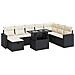 Set Divani da Giardino 9 pz con Cuscini Nero in Polyrattan - Foto miniatura 1