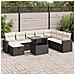 Set Divani da Giardino 9 pz con Cuscini Nero in Polyrattan - Foto miniatura 2