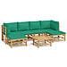 Set Salotto da Giardino 7pz con Cuscini Verdi Bambù - Foto miniatura 1