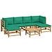 Set Salotto da Giardino 7pz con Cuscini Verdi Bambù - Foto miniatura 3