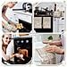 Set Da Cucina In Cotone Da 6 Pezzi: Guanti Da Forno Resistenti Al Calore, Presine E Asciugamani Assorbenti Black - Foto miniatura 4