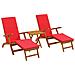 Lettino prendisole reclinabile e pieghevole 3 pcs Rosso - Foto miniatura 1