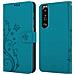 Custodia Compatibile Con Sony Xperia 1 Iii In Blu Fiore - Coperchio Protettivo In Design Floreale Con Chiusura Magnetica, Funzione Stand E Slot Per Carte - Foto miniatura 8