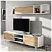 Parete Attrezzata Buffalo, Mobile Da Soggiorno Porta Tv, Composizione Per Salotto Con Pensile, 180x41h51 Cm, Bianco E Rovere - Foto miniatura 1
